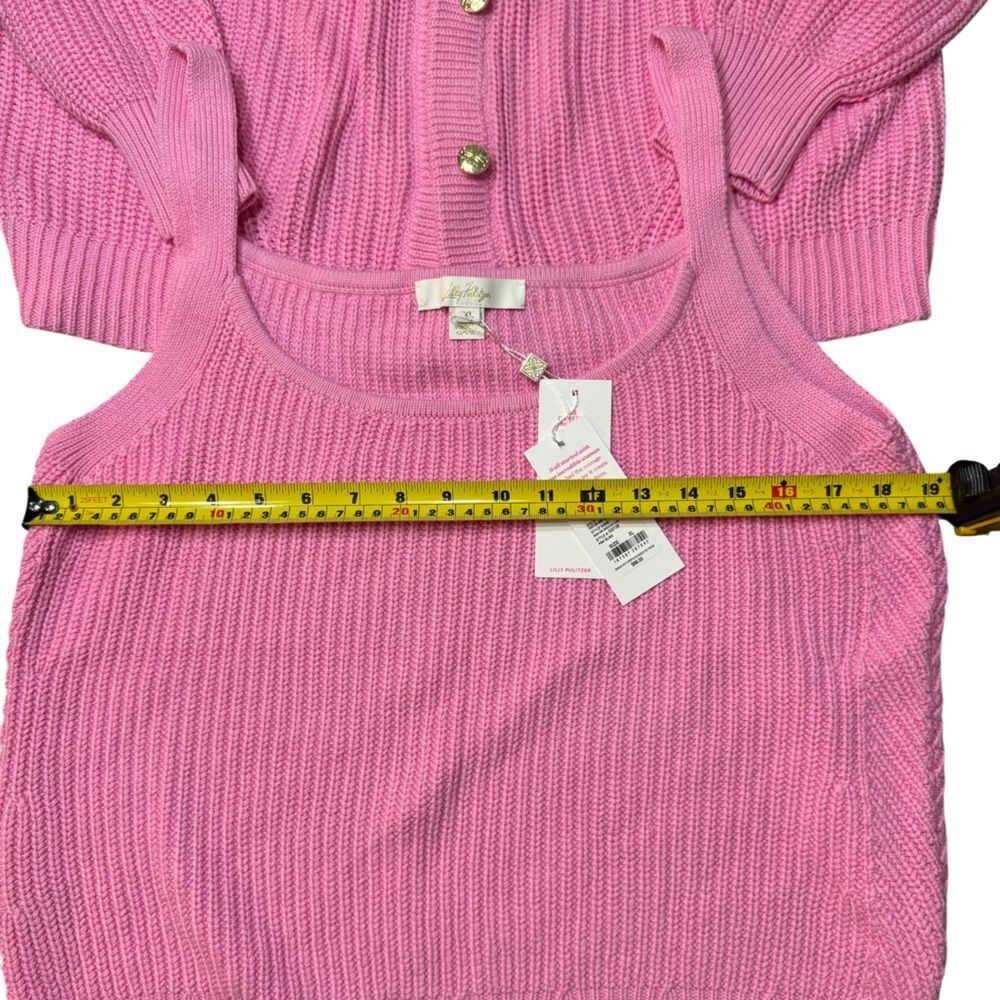 Lilly Pulitzer Bristow Ribbed Cardigan & Matching Tank Set In Pink Bliss NWT XL - Picture 7 of 16